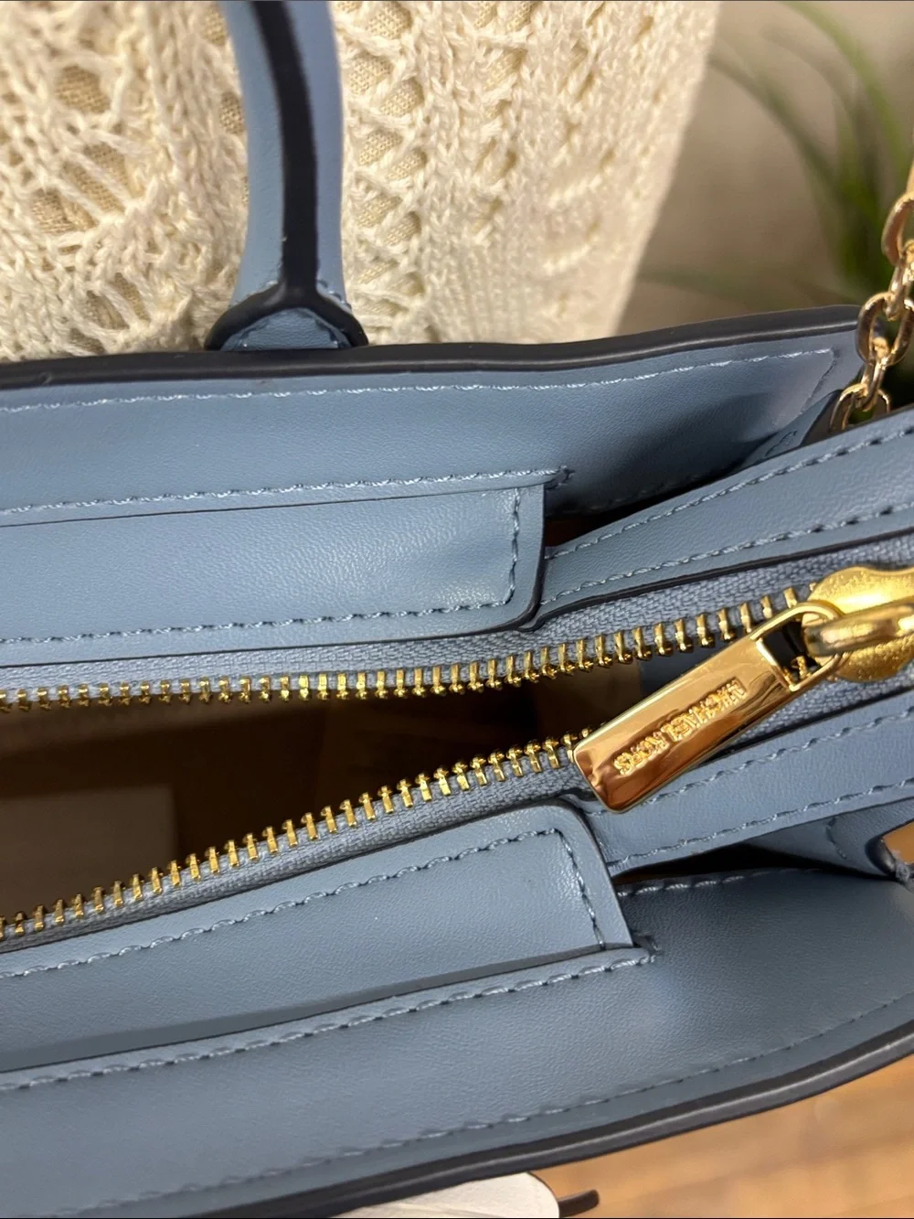 Michael Kors mini Monogram crossbody Chambray blue